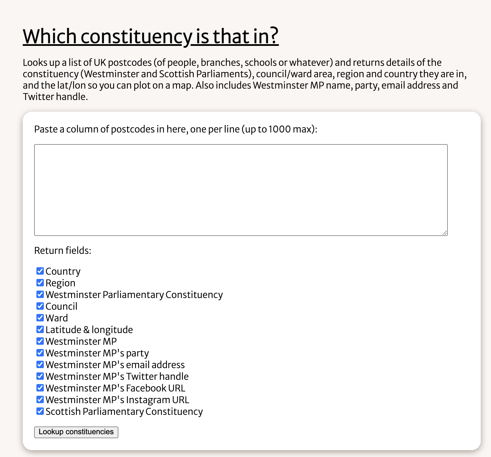 Which constituency is that in? tool