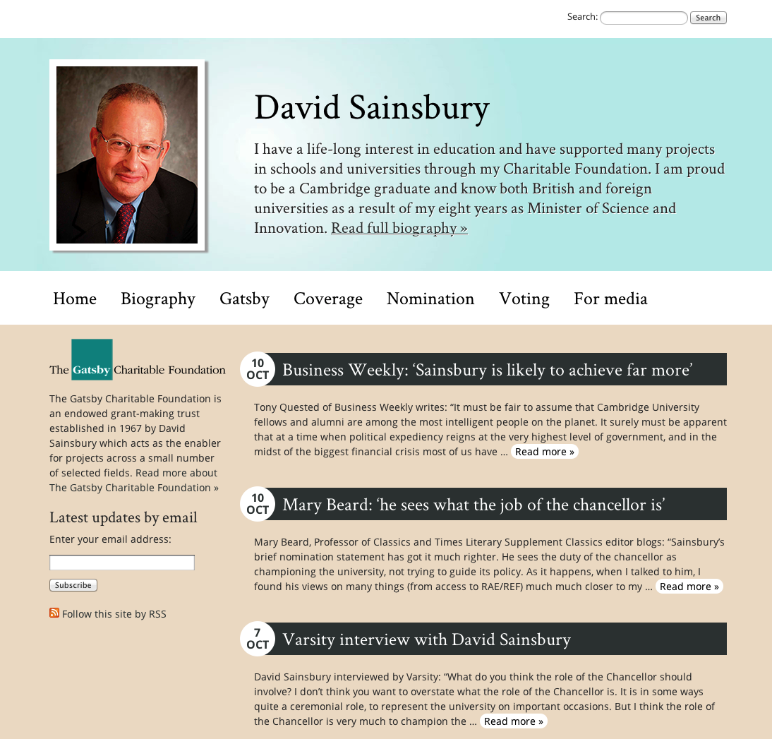 David Sainsbury - Lord Sainsbury of Turville, Candidate for Chancellor of Cambridge University