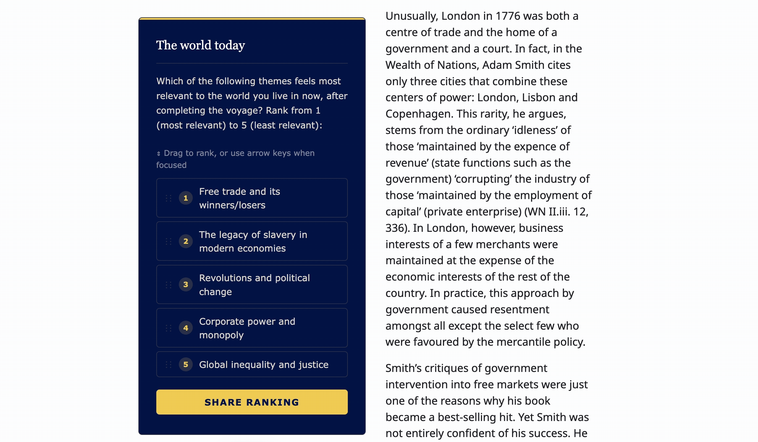 Animation showing interactive quiz widget